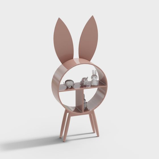 Charming Rabbit Bookshelf 3D model for Kids