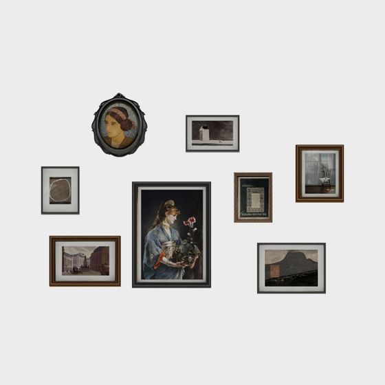 Vintage Gallery Wall 3D Model for Creative Projects