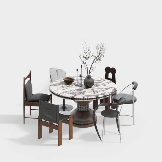 Urban Dining Table & Chairs Set 3D model