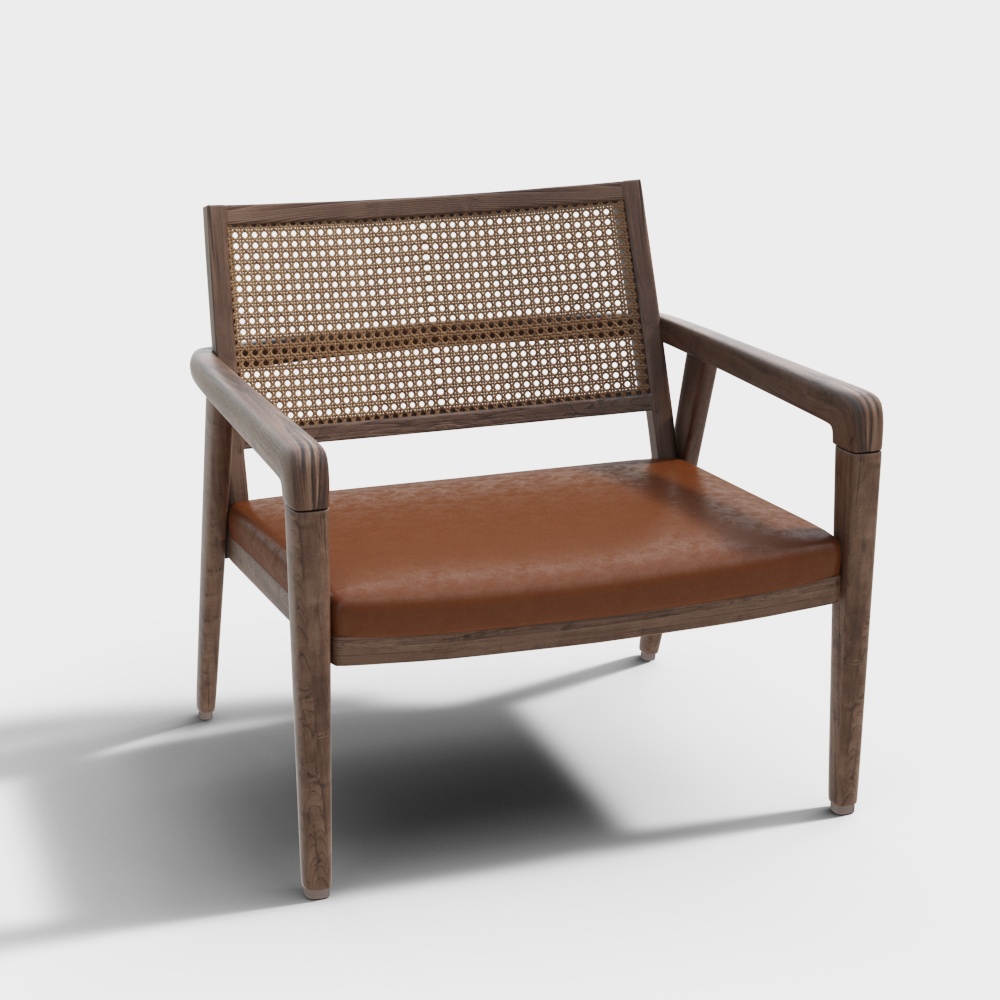Rattan Lounge Chair 3D Model – Low-Poly Rattan Design
