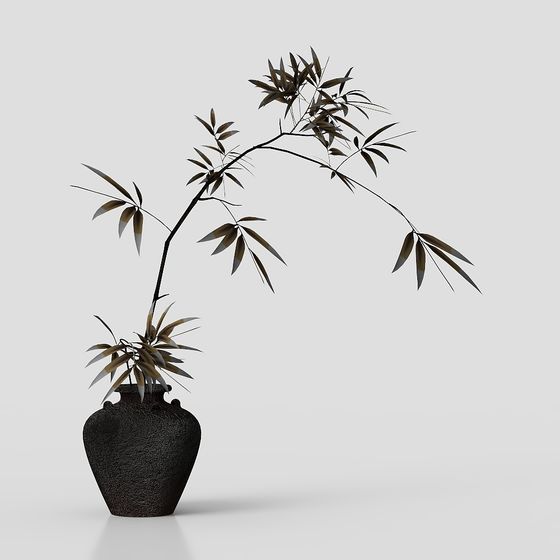 Low Polygon Bamboo Branch Vase 3D model