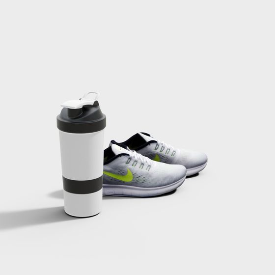 Low Poly Sneakers and Water Bottle Set 3D model for Creative Projects