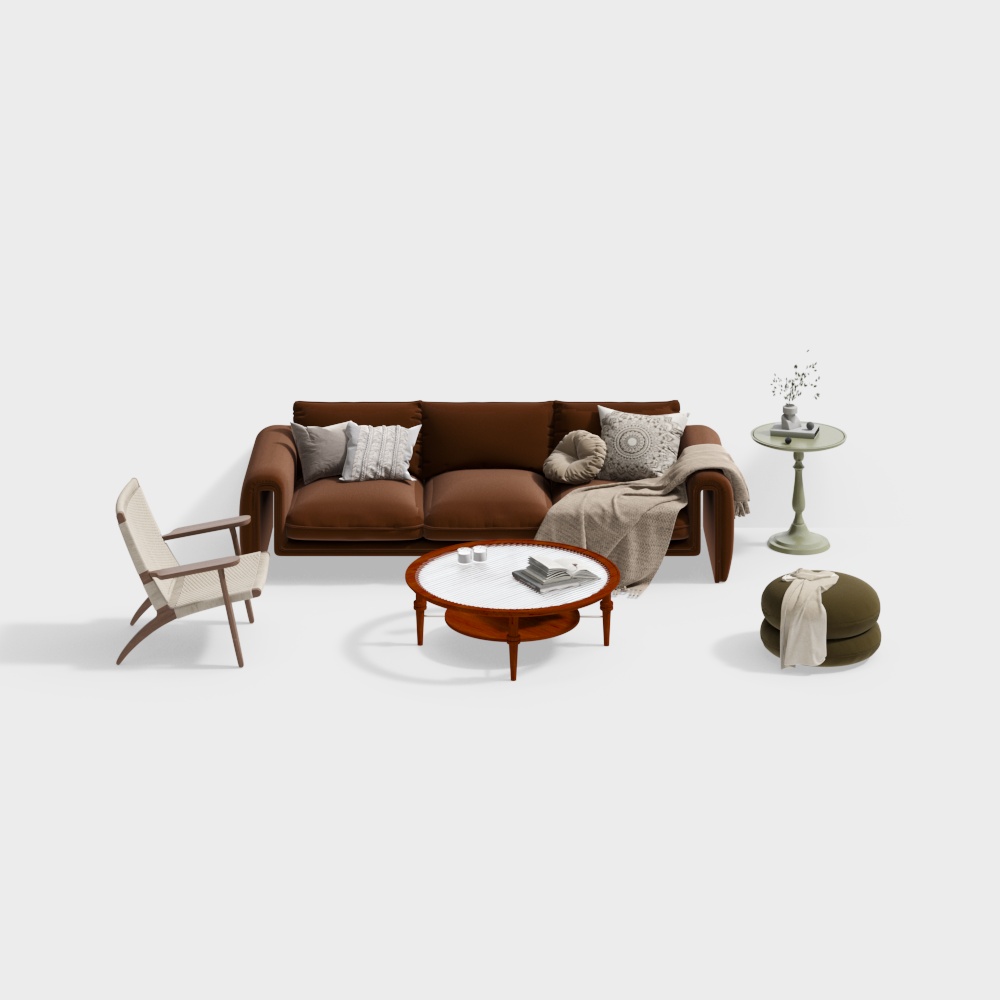 法式侘寂風客廳沙發組合