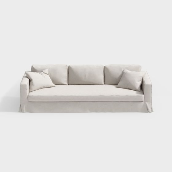 Couch #2 3D Model in Beige I-shape