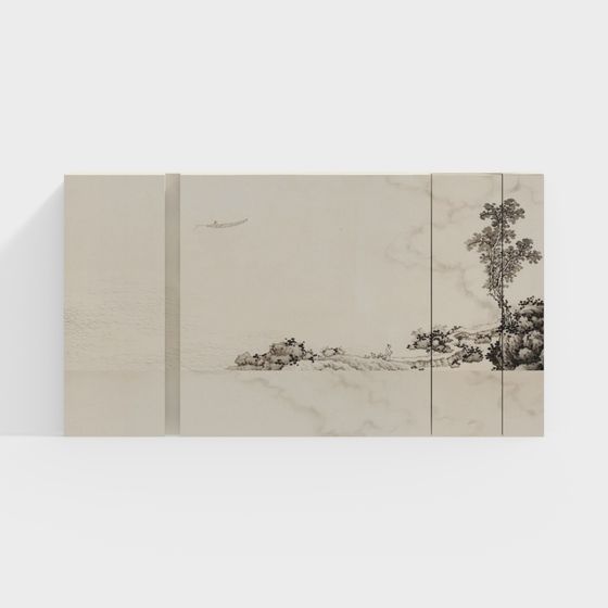 Ink Wash Jiangnan 3D model - Tranquil Landscape