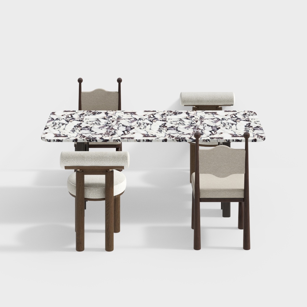 Light French-Style Dining Room and Living Room Table Set