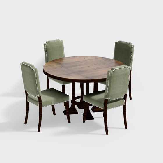 Stylish Low-Poly Dining Table and Chairs 3D model