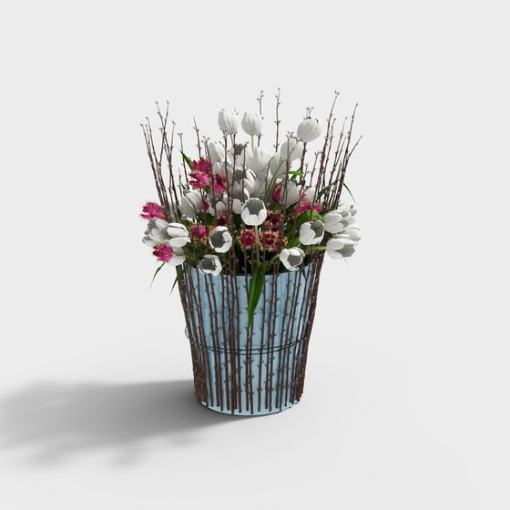 Spring Flower Basket 3D model