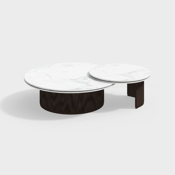 Elegant Double Round Marble Coffee Table 3D Model