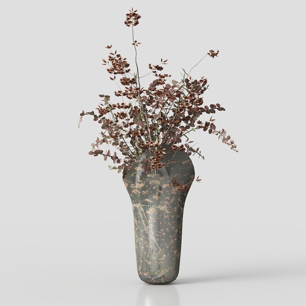 Glass Vase with Dried Flowers 3D model