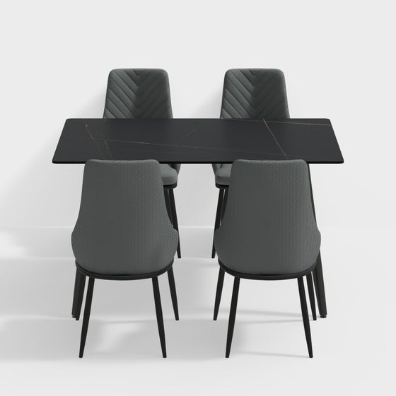 Stylish Urban Dining Table and Chair Set 3D model