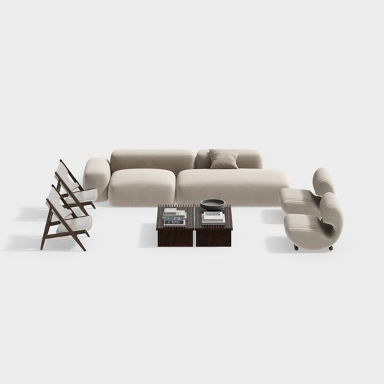 Stylish Modular Sofa Set 3D model for Contemporary Spaces
