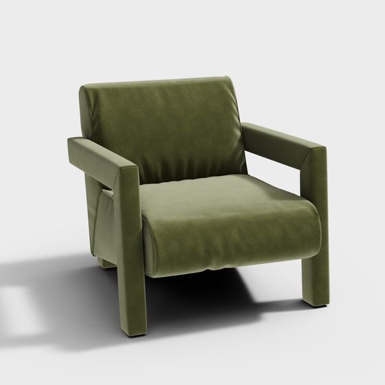Elegant Velvet Lounge Chair 3D model