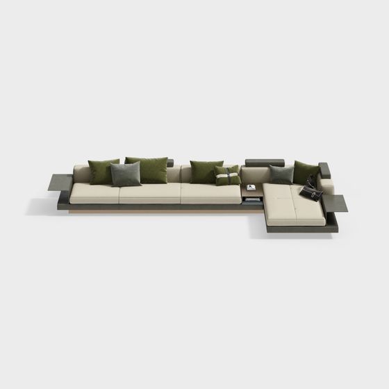 Elegant Low-Polygon Sofa 3D model for Modern Interiors