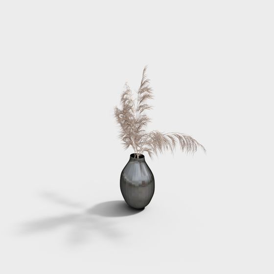 Stylish Vase with Reed 3D model for Interior Design