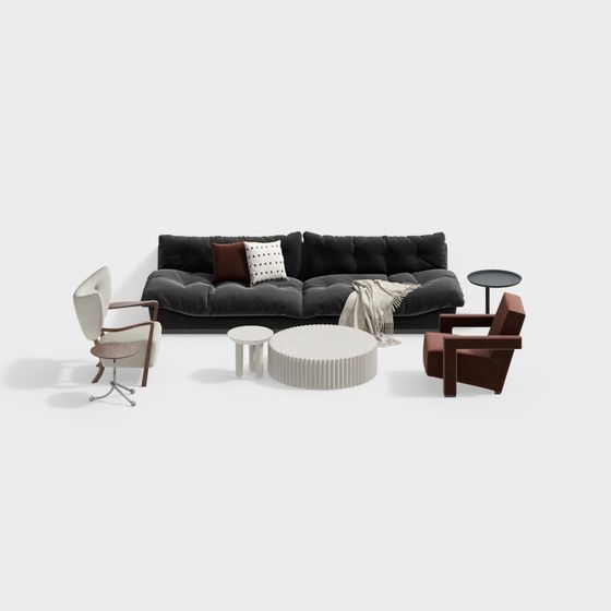 Stylish Urban Living Room Set 3D model