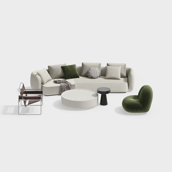 Elegant 3D Sofa Set Model for Modern Interiors