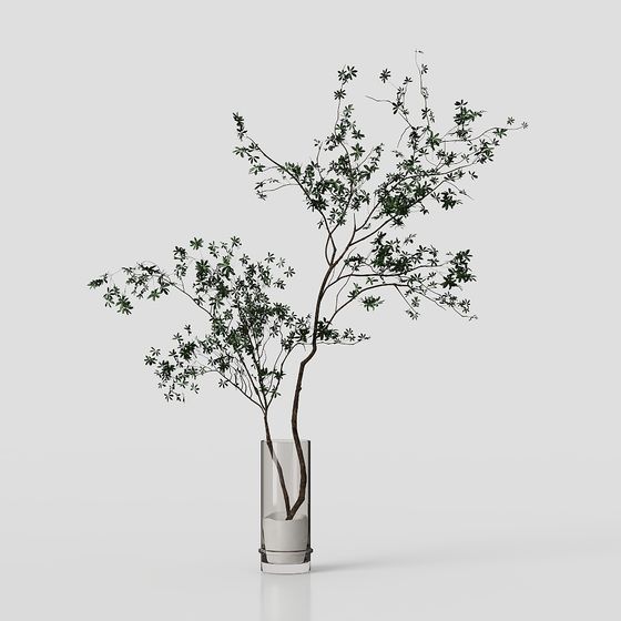 Vibrant 3D Model Plant in Glass Vase