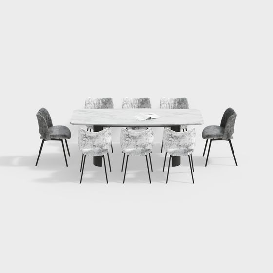 Urban Living Room Dining Table and Chairs Set 3D model