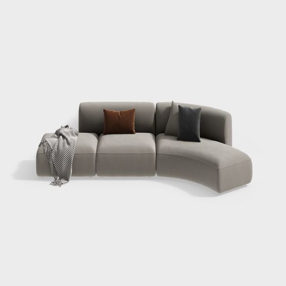 Elegant Curved Sofa 3D model for Modern Interiors