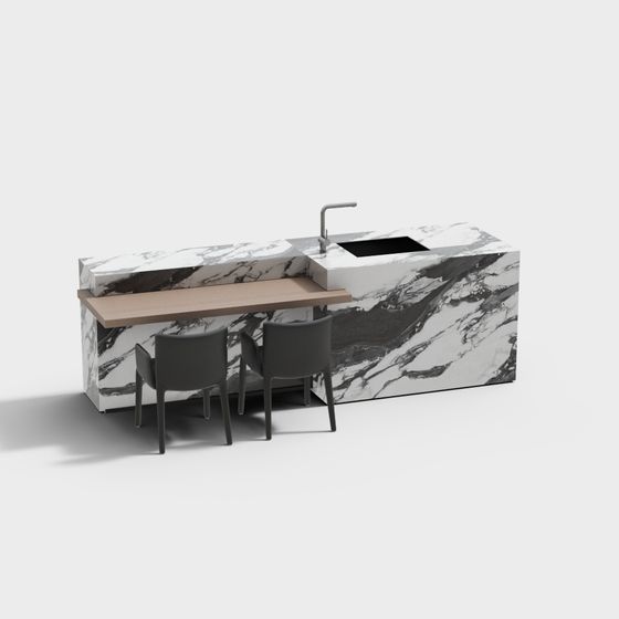 Elegant Marble Bar Counter 3D model