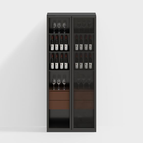 Elegant Wine Cabinet 3D model for Modern Spaces
