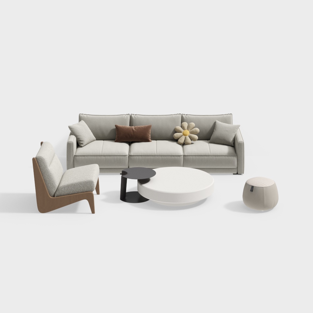 Divano Combinato Moderno Stile Crema per Sala da Pranzo