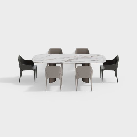 Urban Dining Table and Chairs Set 3D model