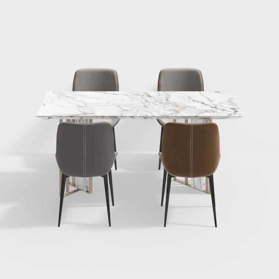 Stunning Marble Dining Table and Chairs 3D model