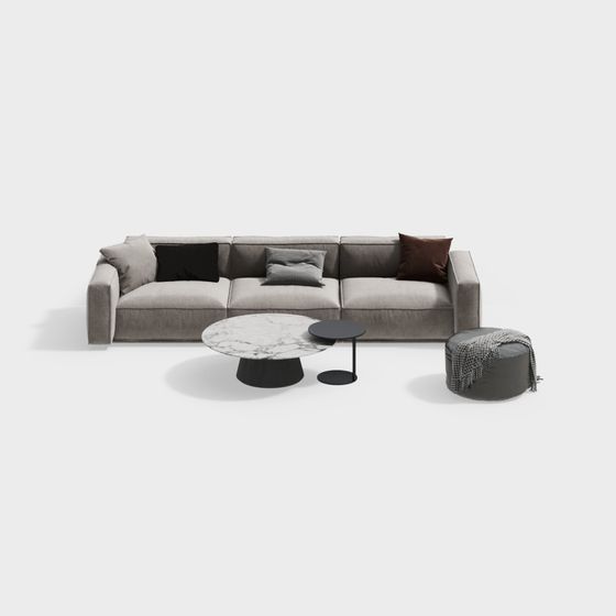 Stylish Low Polygon 3D Sofa Set Model for Modern Interiors