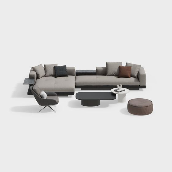 Contemporary Low-Poly Sofa Set 3D model