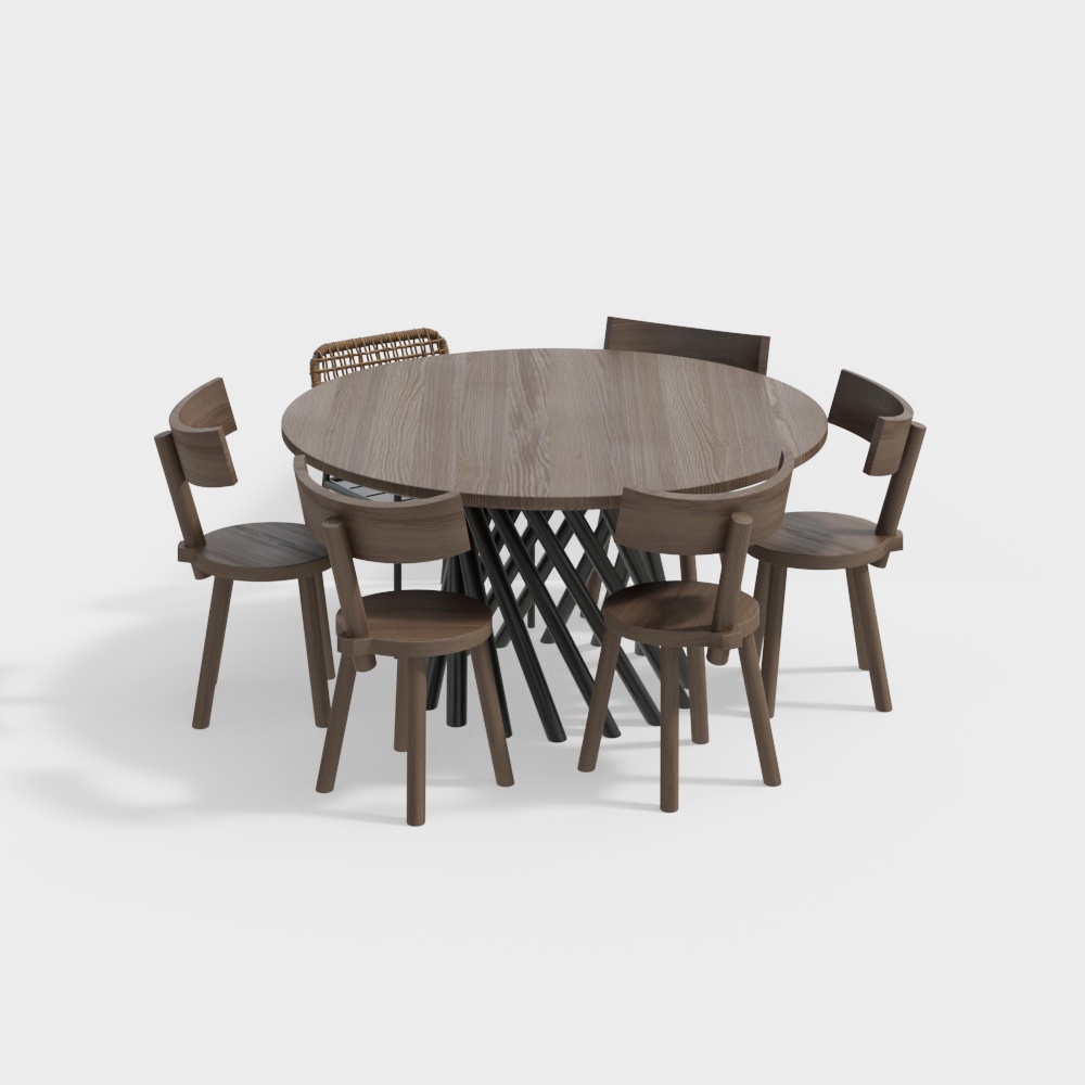 Vintage Solid Wood Dining and Living Room Table Set