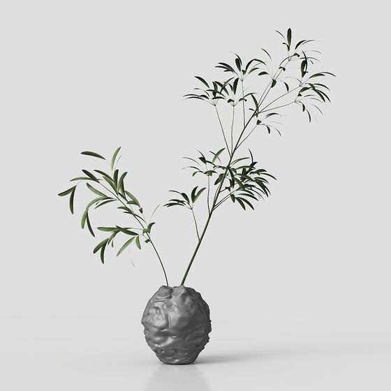 Brain Vase Low-Poly 3D Model