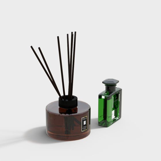 Stylish Low-Poly Aromatherapy Bottle Set 3D model