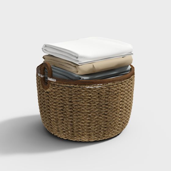 Rustic Laundry Basket 3D model