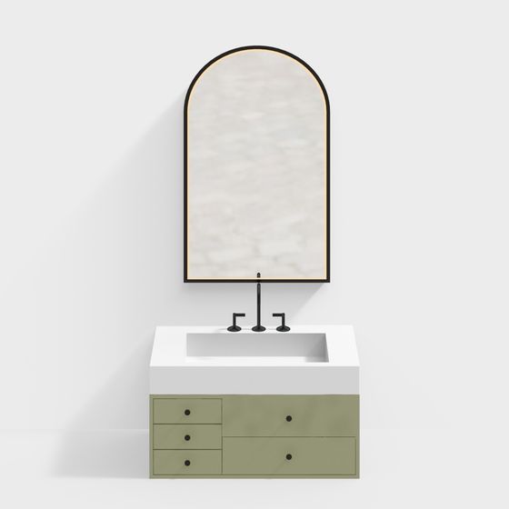 Modern Minimalist Bathroom Cabinet 3D Model