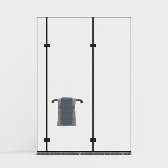 Modern Minimalist Glass Shower Enclosure 3D model