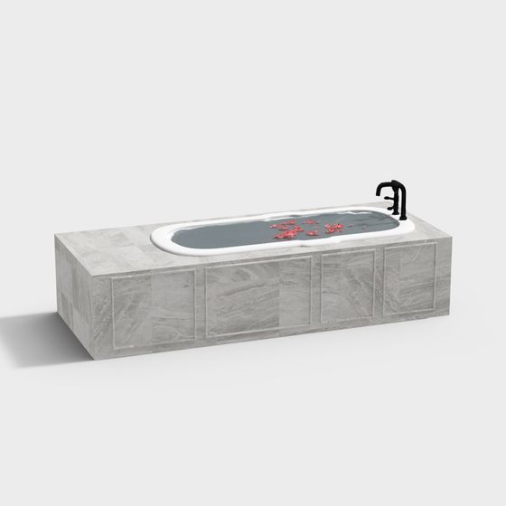 Elegant Low-Poly Bathtub 3D model