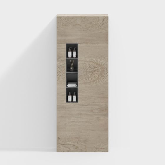 Wood Grain Storage Cabinet 3D model