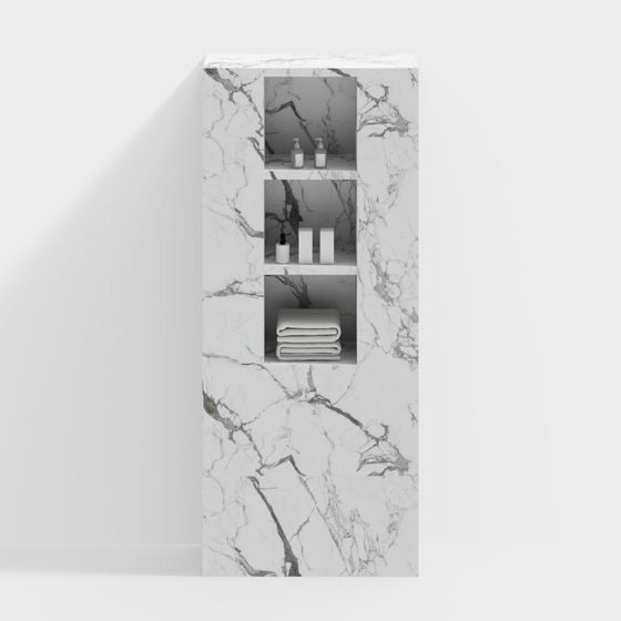 Elegant Marble Bathroom Storage Cabinet 3D model