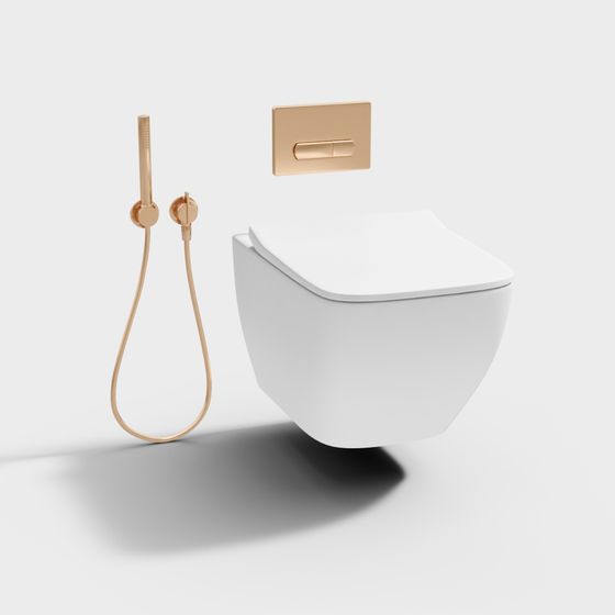 Modern Minimalist Floating Toilet and Shower System 3D model