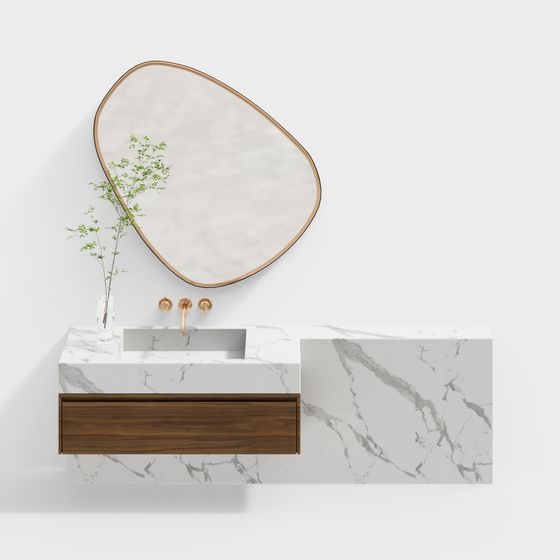 Elegant Low-Poly Bathroom Cabinet 3D model