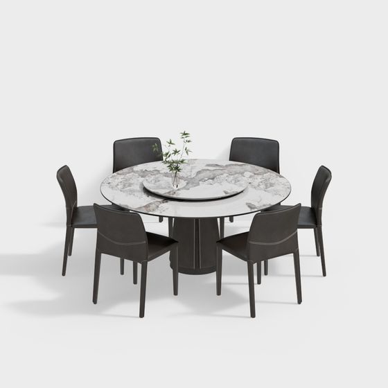 Elegant Round Table and Chair Set 3D model