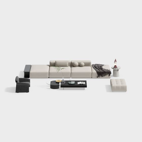 Stylish Urban Living Room Set 3D model