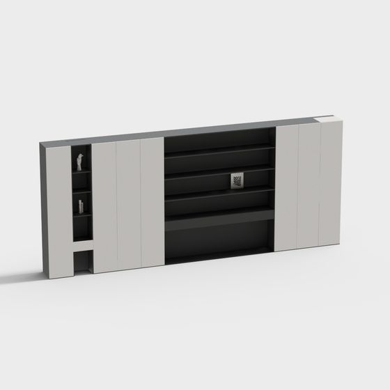 Urban Bookshelf Low-Poly 3D Model