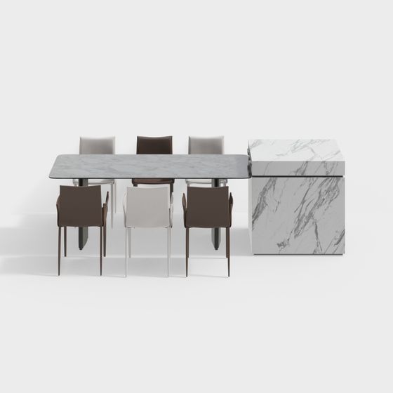 Modern Dining Table and Island Combination