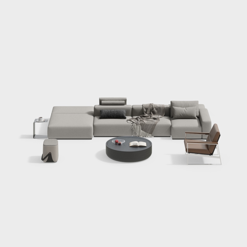 Modern Italian-style Double-sided Sofa for Living and Dining Room