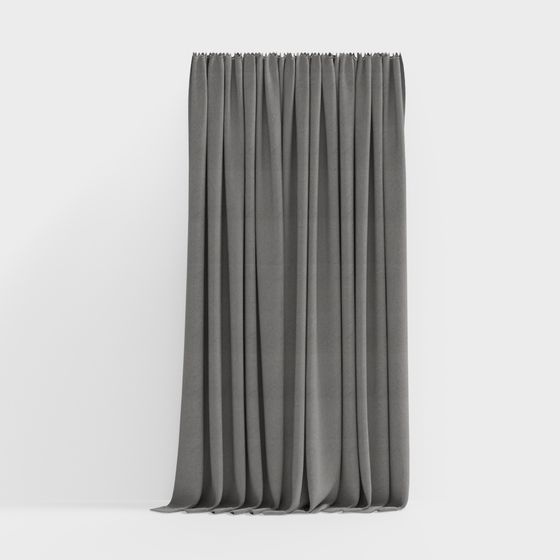 Stylish Gray Curtain 3D Model for Interiors