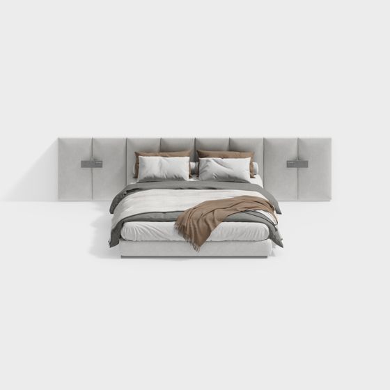 Contemporary Low-Polygon Bed 3D model