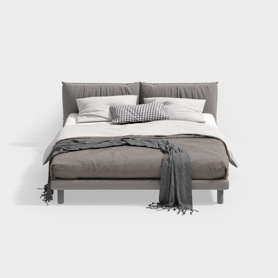 Stylish Low-Polygon 3D Bed Model for Contemporary Spaces